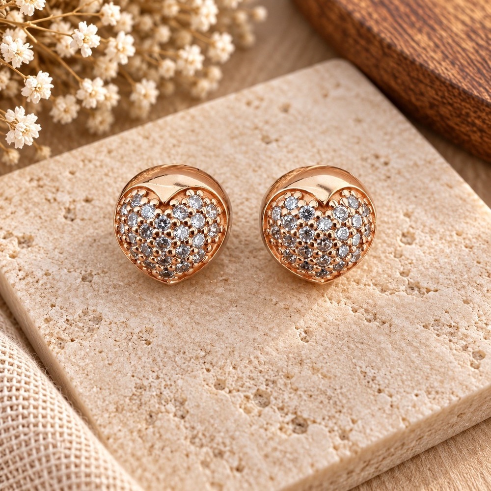 Pandora Rose Gold Love of My Life Pave Heart Clip Clasps Clear CZ Stone Set of 2